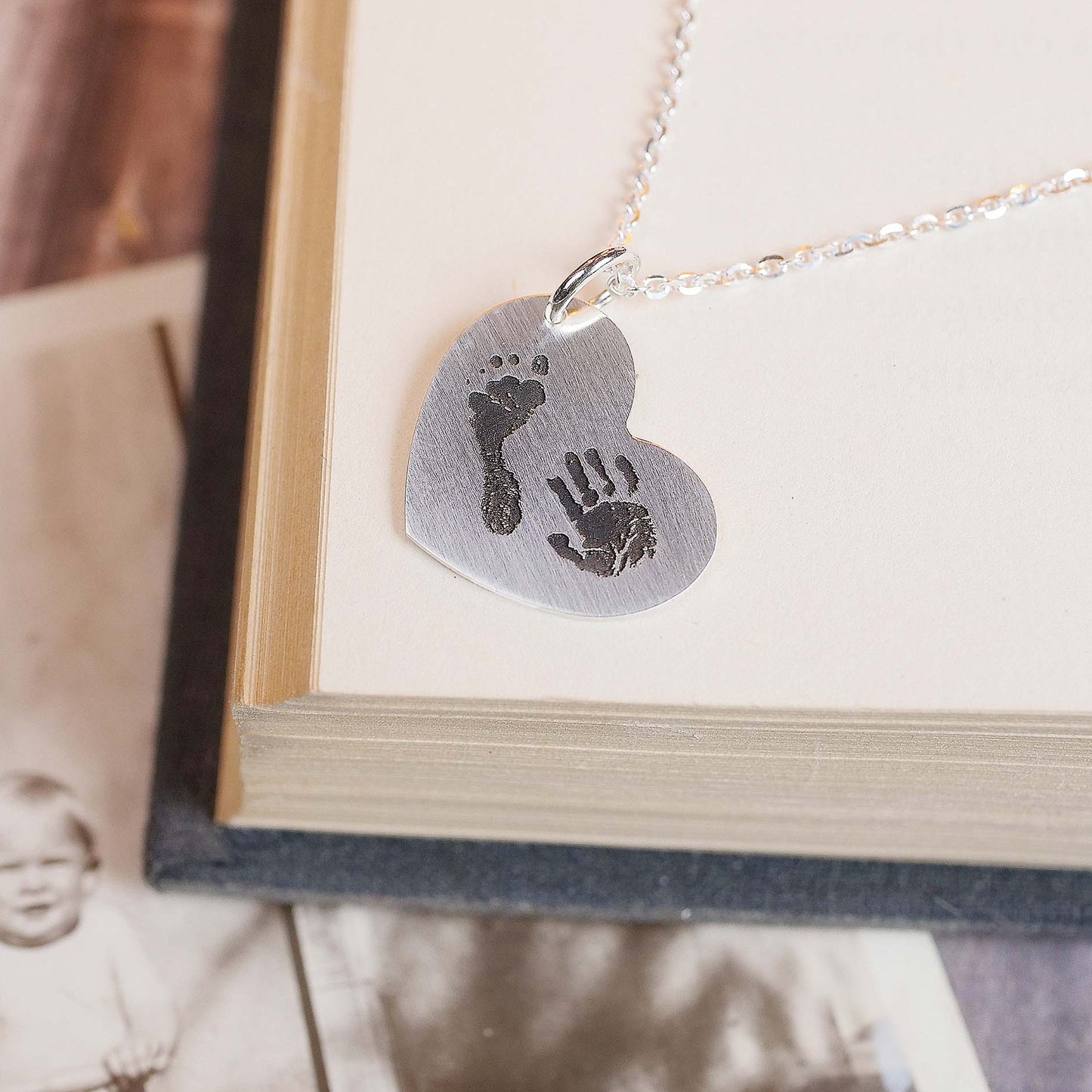 Footprint & Handprint Necklace - Custom Engraving