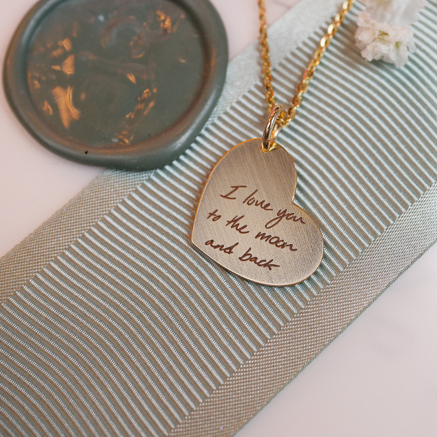 Handwriting Heart Necklace - Custom Engraving