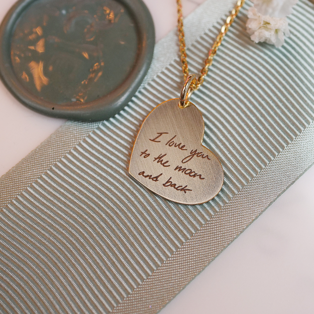 Handwriting Heart Necklace - Custom Engraving