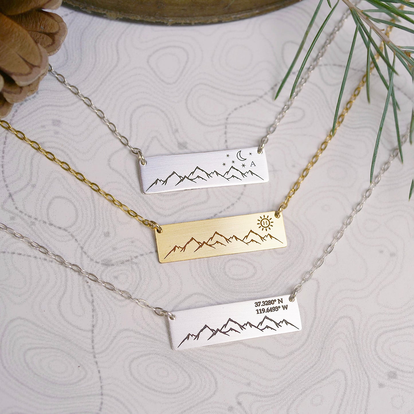 Mountain Range Necklace  - Custom Engraving