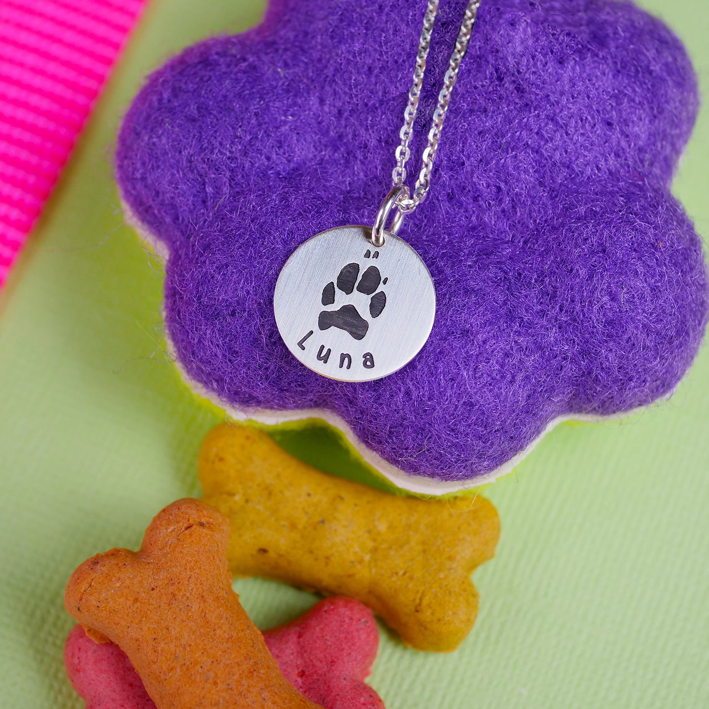 Pet Paw Print Necklace - Custom Engraving