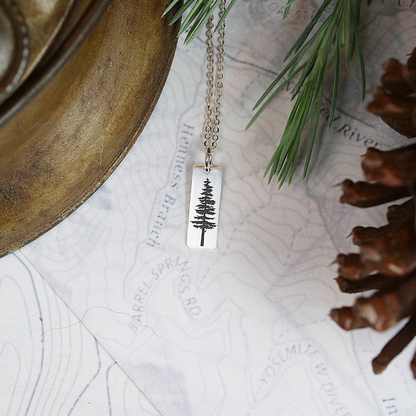 Pine Tree Necklace - Custom Engraving