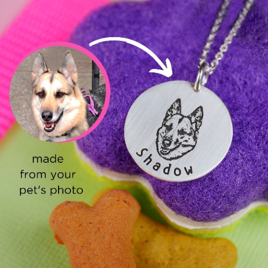 Pet Portrait Necklace - Custom Engraving