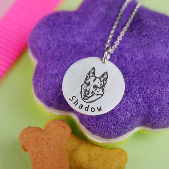 Pet Portrait Necklace - Custom Engraving