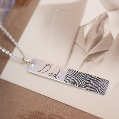 Fingerprint with Handwriting Necklace - Custom Engraving