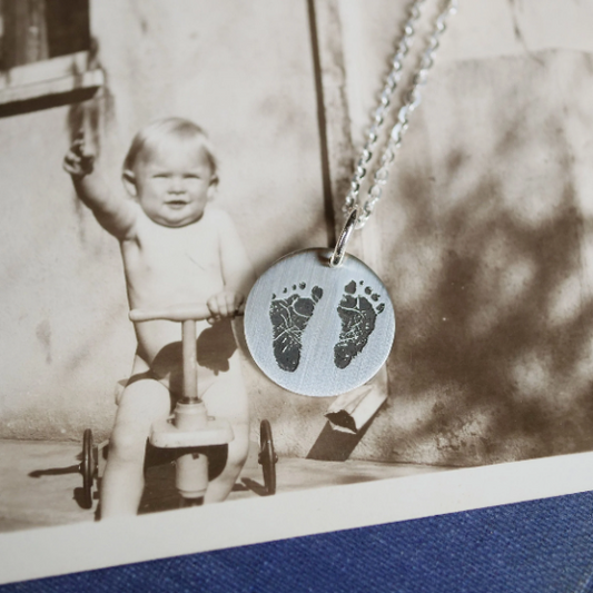 Footprint Necklace - Custom Engraving