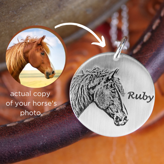 Horse Portrait Necklace - Custom Engraving