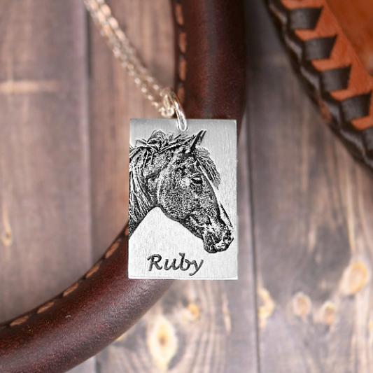 Horse Portrait Necklace - Custom Engraving