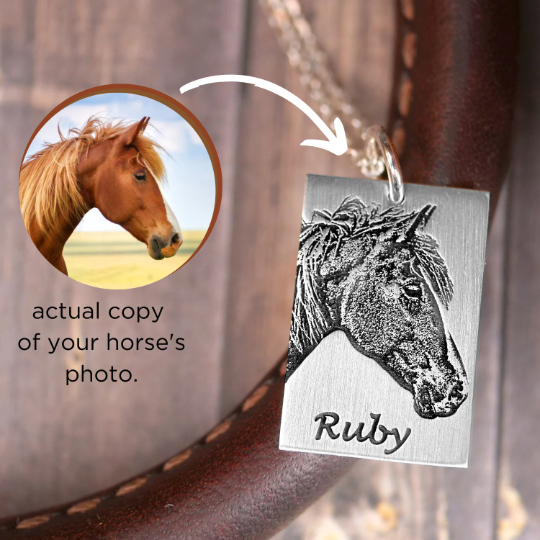 Horse Portrait Necklace - Custom Engraving