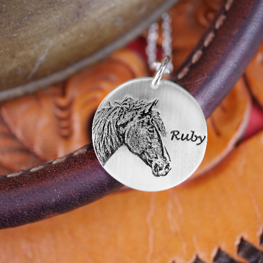 Horse Portrait Necklace - Custom Engraving